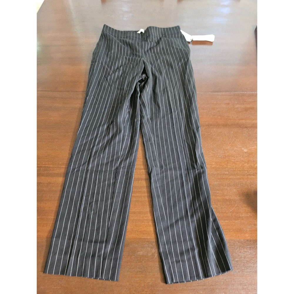 Calvin Klein Pinstripe Dress Pants Womens 6 Black Slim Fit Tapered Leg